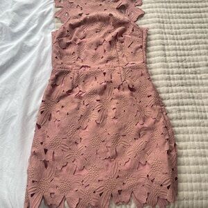 SAYLOR Pink Sheath Dress with Mock Neck for Wedding Guest